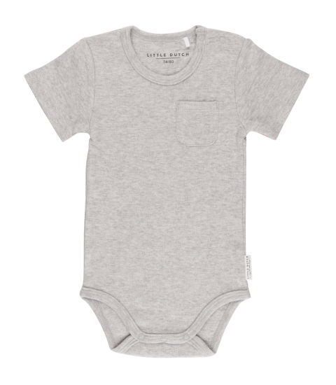 Kurzarm- Body grey melange, Gr. 50/56 | Little Dutch