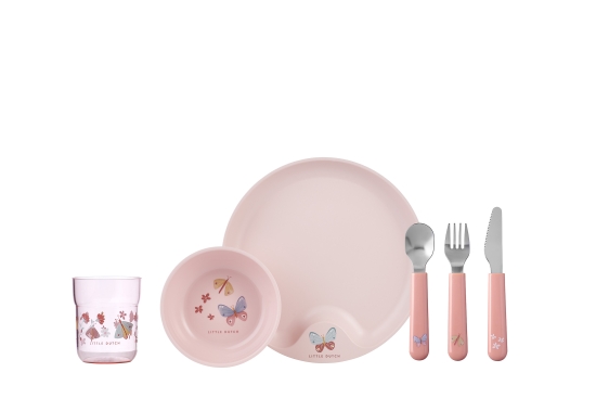 Kinder-Geschirrset Mio 6-teilig - Flowers & Butterflies | Mepal x Little Dutch