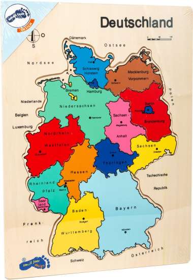 Puzzle Deutschlandkarte Holz mehrfarbig | small foot