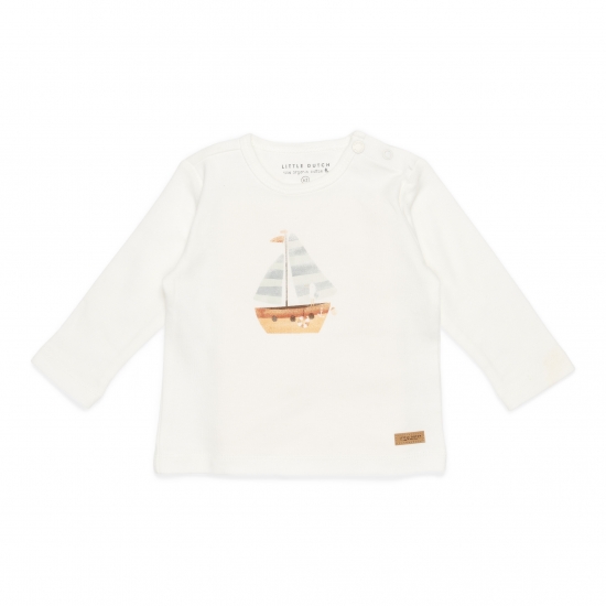 Langarm-Shirt Sailors Bay Sailboot White, Größe 74 | Little Dutch