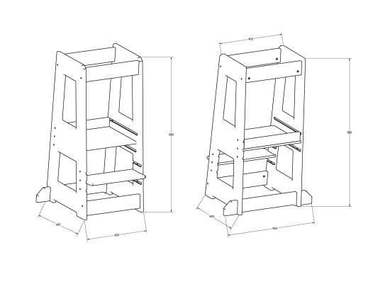 Lernturm Felix - Learning tower - Holz natur + gratis Namensaufkleber | tissi