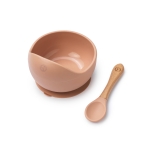Kinder-Geschirrset Schüssel und Löffel, Silikon, Blushing Pink | Elodie